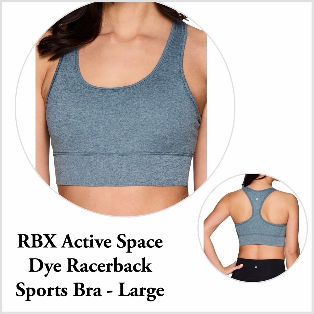 RBX Active Sport Bra for Women Wicking, Flexible, 4 way stretch Large